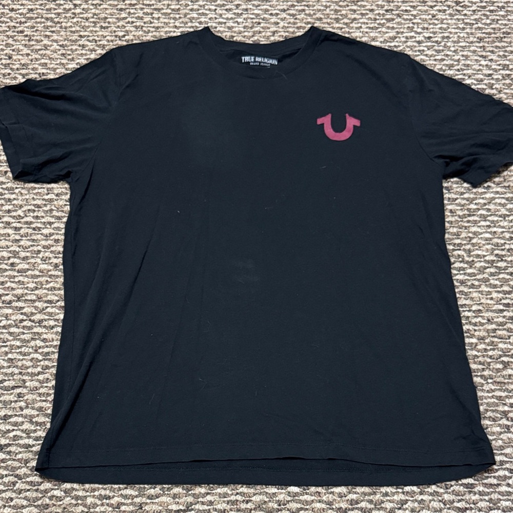 True Religion Black Tee with Pink Emblem